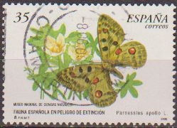 z vendido España 2000 3694 Sello º Fauna Española en Peligro de Extincion Mariposa Parnassius Apollo